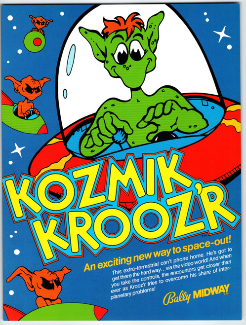 Midway Kozmid Krooz'r Arcade Game Flyer Original 1980's Space Aliens UFO 1983