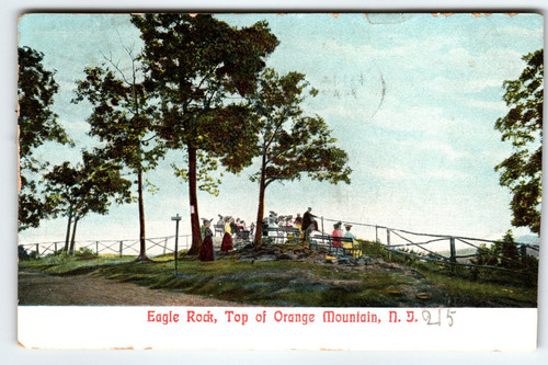 Antique Postcard Eagle Rock Top of Orange Mountain NJ Scenic View People 1906
