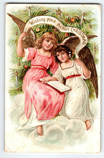 Angels Christmas Postcard S. Langsdorf & Co. New York St. Anthony Germany 1900's