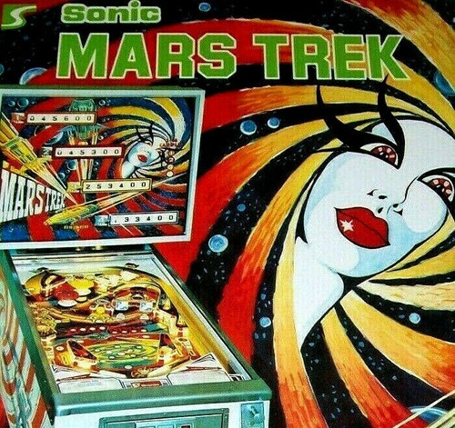 Mars Trek Pinball FLYER Original Sonic NOS 1977 Martian Lady Alien Art Space Age