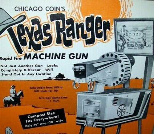 Chicago Coin Texas Ranger Gatling Gun Arcade FLYER 1964 Original NOS Art Print