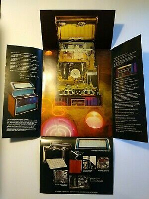 Rock Ola 448 Musical Mint Jukebox FLYER Original NOS Phonograph 1972 Foldout Art