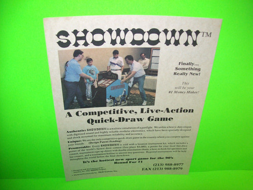 Adastra SHOWDOWN Vintage 1990s Original NOS Gun Shooter Arcade Game Sales Flyer
