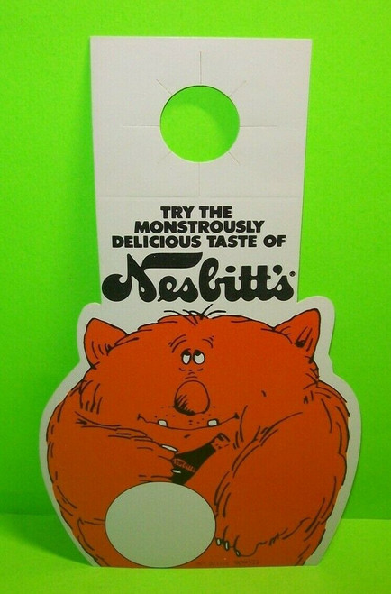 Nesbitt's Soda Bottle Cardboard Advertising Sign Monster Vintage Ephemera NOS