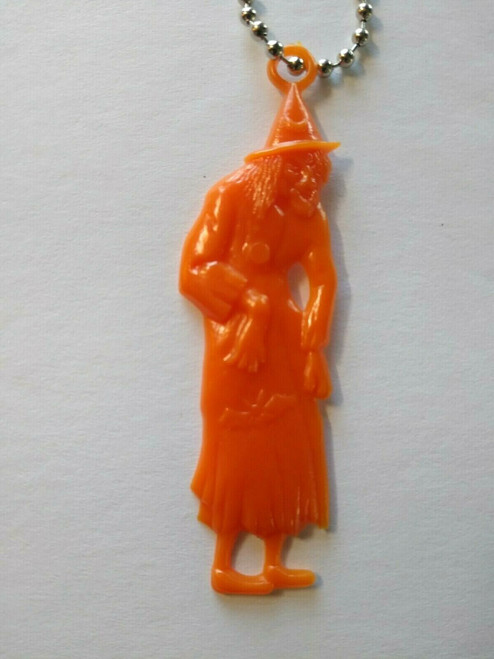 Vintage Halloween Plastic Witch Keychain Goth Spooky Gift Orange Creepy Cool