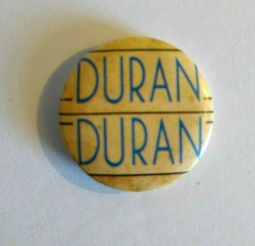 Duran Duran Vintage 1980's Pinback Badge Button Pop Rock New Wave Tan Blue 1"