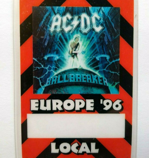 AC/DC Backstage Pass Ballbreaker Laminated Hard Rock Music 1996 Europe Red Black