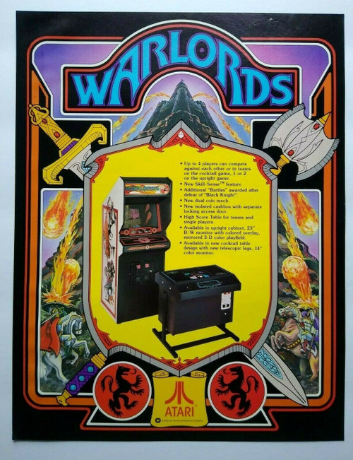 Atari Warlords Arcade FLYER Original Video Game Fantasy Art Print War Lords 1981