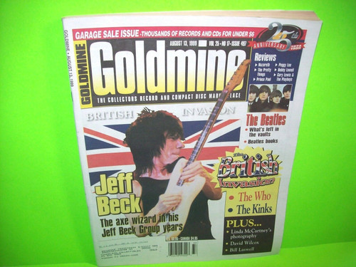 Jeff Beck Cover Goldmine Magazine 1999 Issue British Invasion The Who Beatles