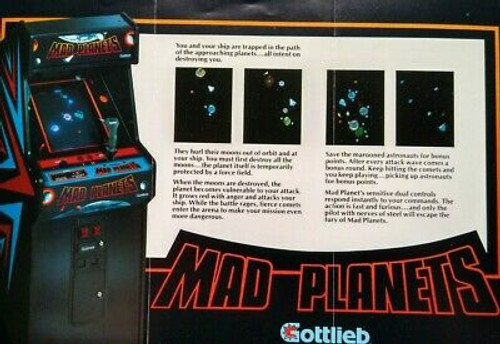 Mad Planets Gottlieb Arcade FLYER Original 1983 Video Game Art Space Age Retro