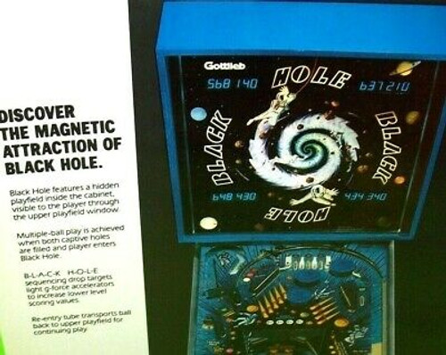 Gottlieb Black Hole Pinball FLYER Original 1981 NOS Non 3-D Version Art Print