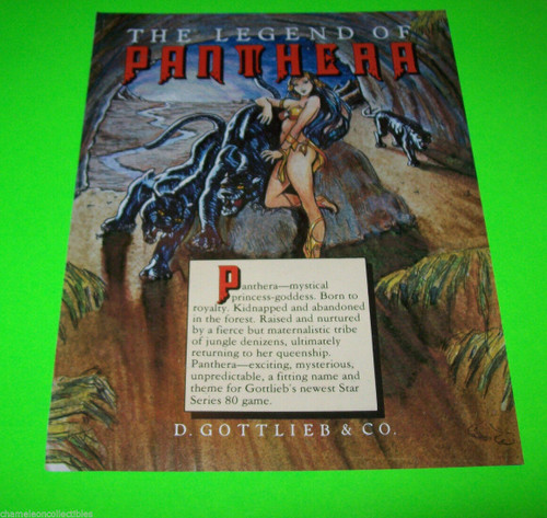 Gottlieb PANTHERA Original NOS 1980 Pinball Machine Promo Sales Flyer Brochure