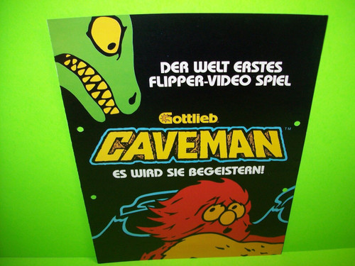 Gottlieb CAVEMAN German Text Original 1982 Flipper Game Pinball Machine Flyer