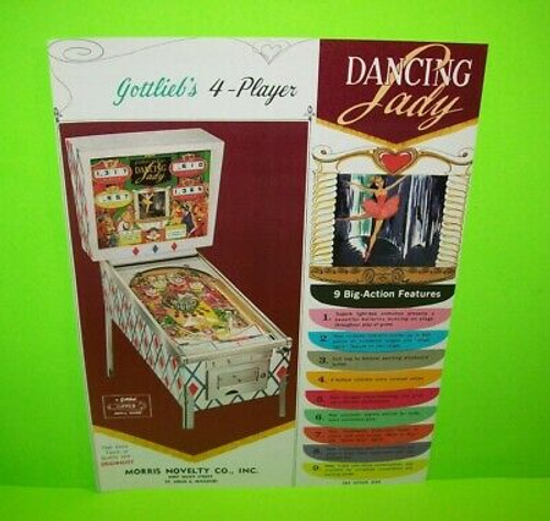 Dancing Lady Pinball FLYER Original 1967 Gottlieb Game Artwork Sheet Ballerina