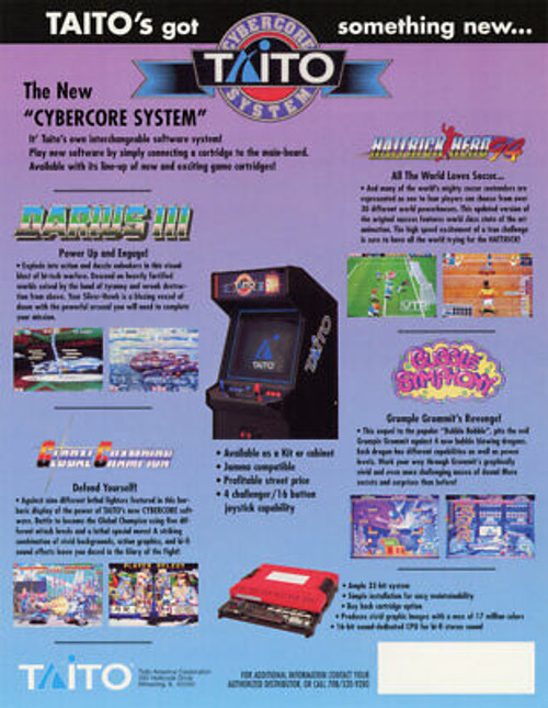 Taito CyberCore Arcade Game FLYER Original NOS Darius III Bubble Symphony 1992