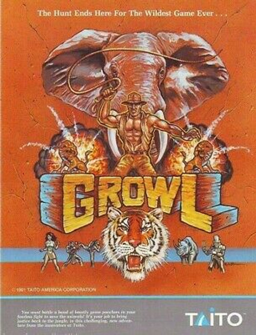 Growl Arcade FLYER Taito 1991 Original NOS Video Game Promo Artwork Sales Sheet