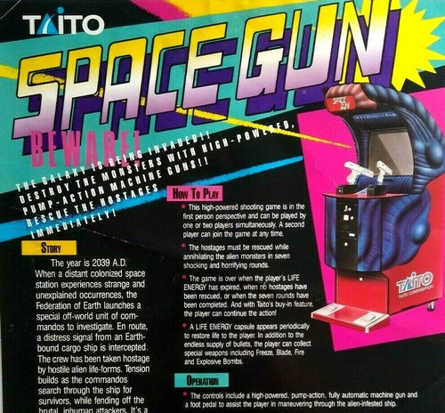 Space Gun Taito Arcade Flyer Art Print Original 1990 Video Game Aliens FAIR