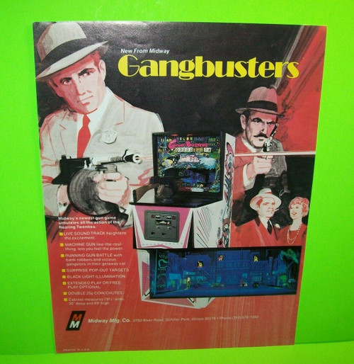 Gangbusters Arcade FLYER Original Midway 1974 Rifle Gun Game Retro Artwork Sheet