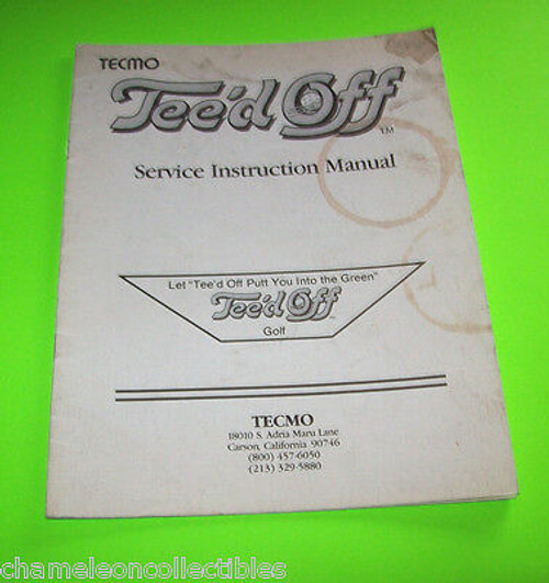 TEE'D OFF By TECMO 1986 ORIGINAL VIDEO ARCADE GAME SERVICE REPAIR MANUAL