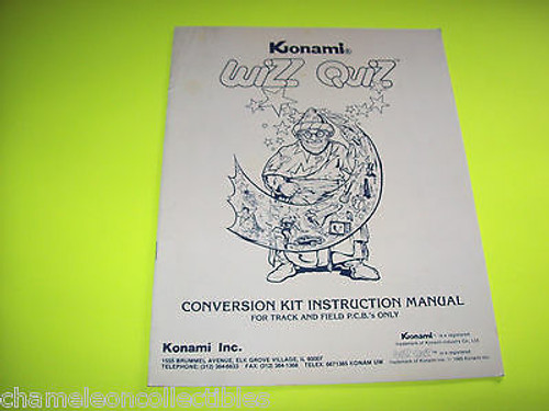 WIZZ QUIZ By KONAMI 1985 ORIGINAL VIDEO ARCADE GAME SERVICE REPAIR MANUAL