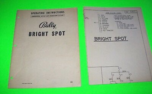 BRIGHT SPOT By BALLY 1952 ORIG. BINGO PINBALL MACHINE INSTRUCTIONS + SCHEMATIC