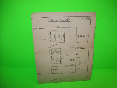 Coney Island 1951 Bally Original Bingo Game Pinball Machine Schematic Vintage