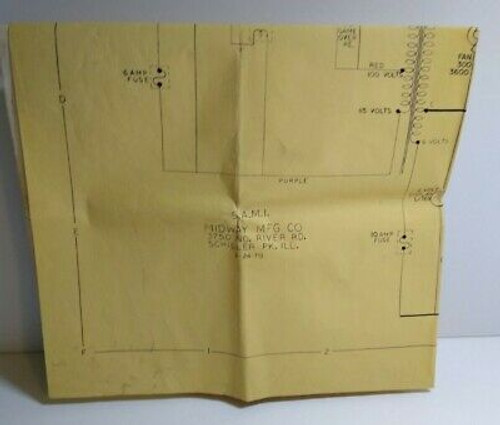 Midway S.A.M.I. Arcade Game Schematic Wiring Diagram Sheet Original Vintage 1970