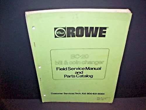 Rowe BC-20 Original 1981 Dollar Bill Change Machine Service Parts Manual Catalog