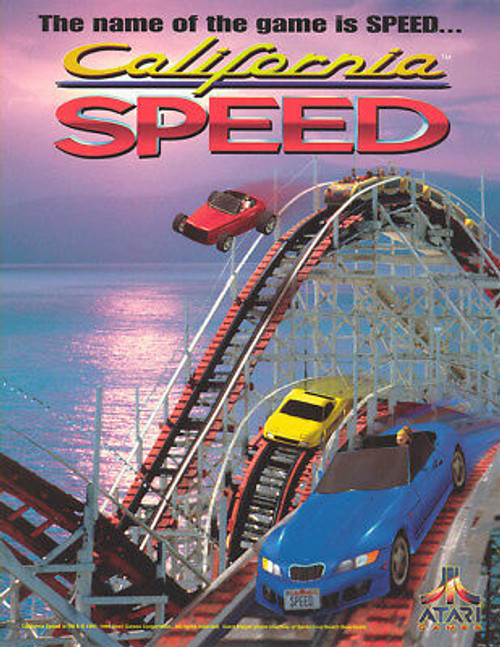 California Speed Arcade FLYER Original Atari NOS 1998 Video Game Artwork Foldout