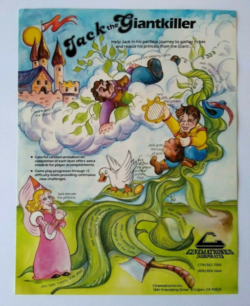 Cinematronics Jack The Giant Killer Arcade FLYER 1982 Jack And The Beanstalk