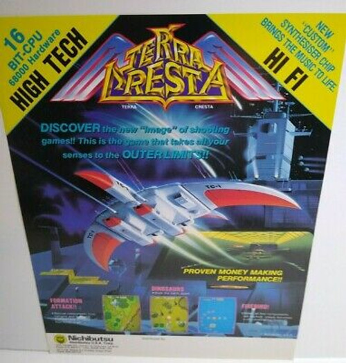 Nichibutsu Terra Cresta Arcade FLYER Original 1985 Video Game Paper Art Sheet