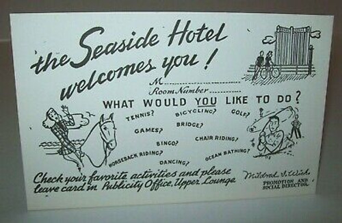 Seaside Hotel Atlantic City Postcard Trade Card New Old Stock Unused Vintage