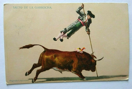 Bull & Matador Postcard Vintage Series 5379 Salto De La Garrocha 1909 Bullfight