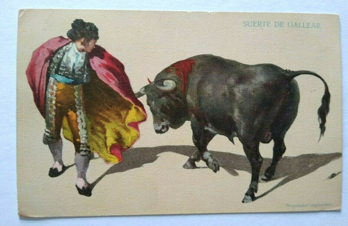 Bull & Matador Postcard Vintage Series 5376 Suerte De Gallear 1909 Bullfight