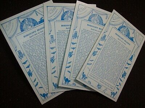 4 Exhibit Horoscope Readings Fortune Teller Cards Bats Cats Witches Art April