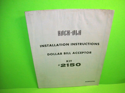 Rock Ola #2150 Original Jukebox Phonograph Dollar Bill Acceptor Kit Instructions