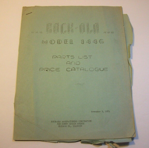 Rock Ola Model 1446 Jukebox Phonograph Music Parts List And Price Catalog 1954