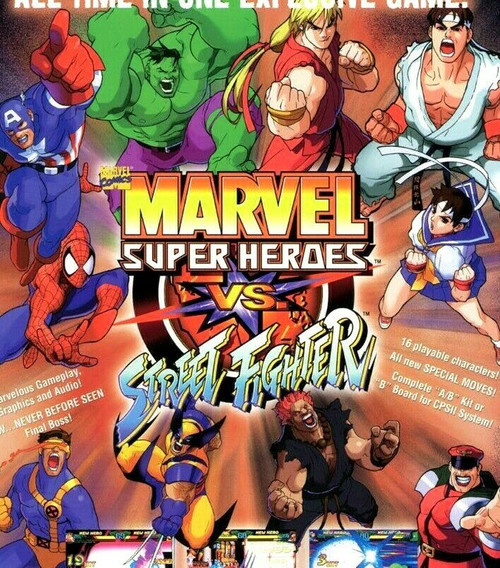 Capcom Marvel Super Heroes VS Street Fighter Arcade FLYER Game Art Print NOS