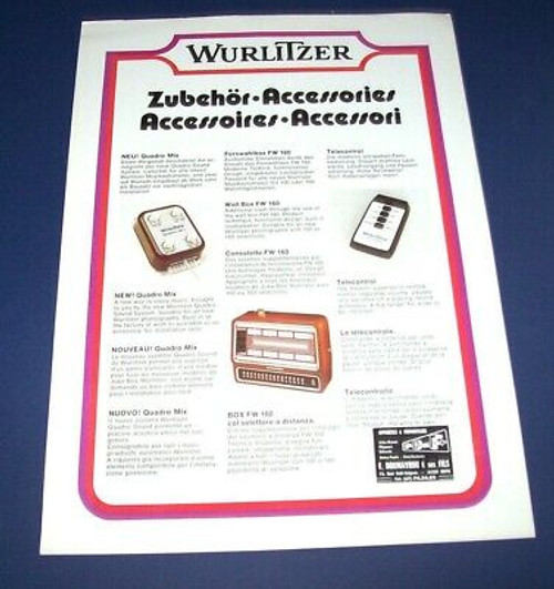 Wurlitzer Original Jukebox FLYER Vintage German Phonograph Music Sales Sheet