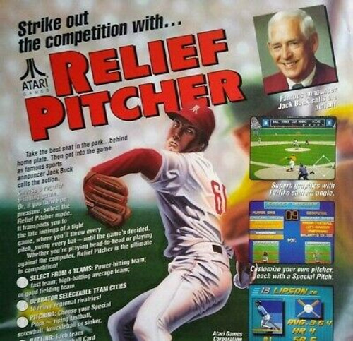 Relief Pitcher Arcade Flyer Atari Original 1992 Retro Baseball Video Game Art