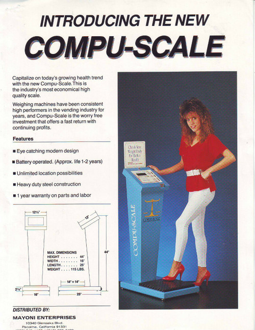 Compu Scale Arcade Amusement Flyer Original Art Print Mayoni Enterprises Retro