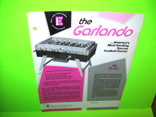 Empire The GARLANDO Original Vintage Foosball Table Soccer Arcade Game Flyer #1