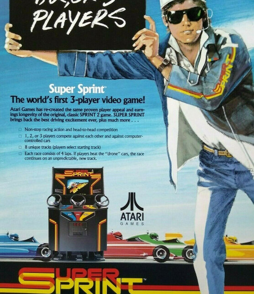 Super Sprint Atari Arcade Flyer Art Print Original 1986 Video Game Auto Racing