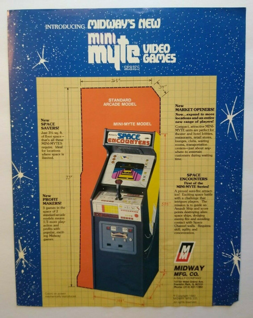 Midway Space Encounters Mini Myte Arcade FLYER Original Art Print Sheet 1980