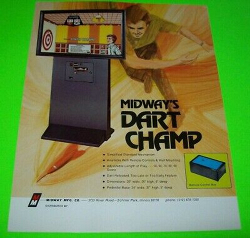 Midway Dart Champ Arcade FLYER Original NOS Retro Wall Game Art Print Sheet 1972