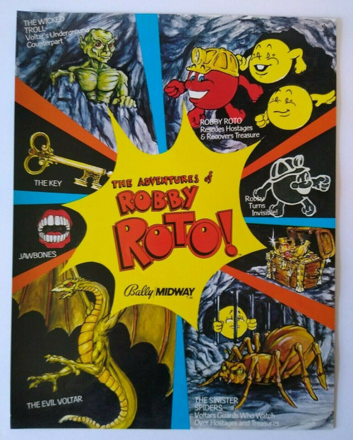 Midway Adventures Of Robby Roto Arcade FLYER 1982 Original Video Game Artwork