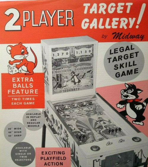 Target Gallery Baseball Pinball Machine Promo Art Print Original 1962 Midway Target Gallery Baseball Pinball Machine Promo Art Print Original 1962 Midway