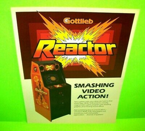 Reactor Arcade FLYER Original NOS Gottlieb Video Game 1982 Space Age Artwork
