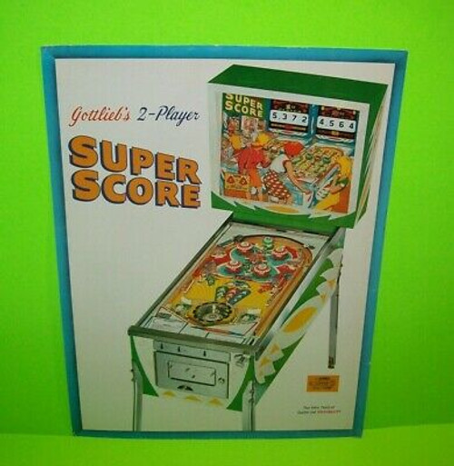 Super Score FLYER Gottlieb Original 1967 Vintage Retro Game Artwork Sales Sheet