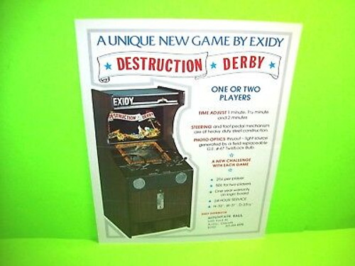 Exidy DESTRUCTION DERBY Original Classic Video Retro Arcade Game Sale Flyer 1975